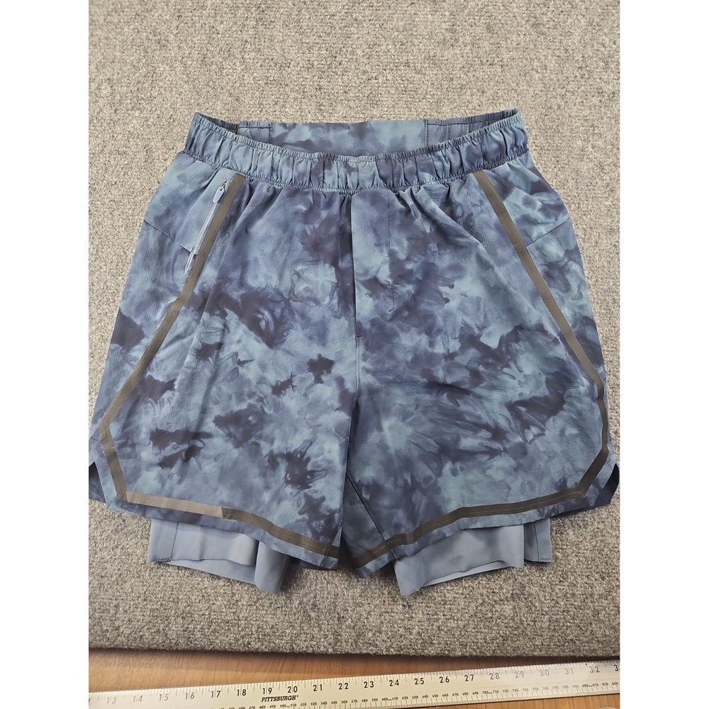 Lululemon Surge Lined 6" Shorts Mens S River Blue Tie Dye Running Athletic 1833